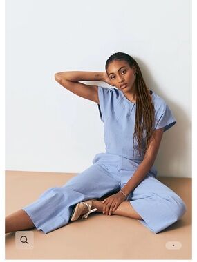 Dagg & Stacey 100% cotton cropped shirt in periwinkle